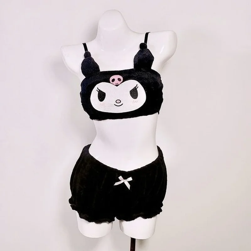 

Kuromi Cartoon Kawaii Autumn Winter Mymelody Yugui Dog Cinnamoroll Pajamas Underwear Bra Little Devil Creative Sexy Homewear