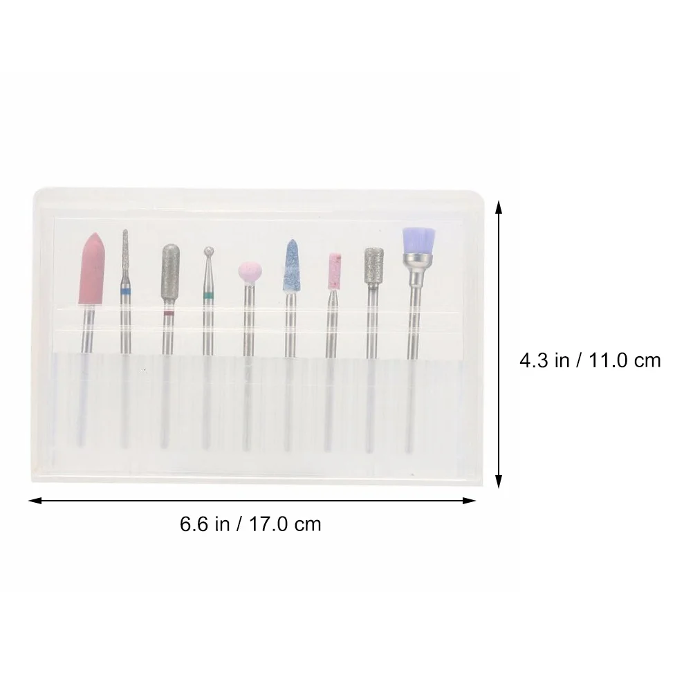 9 Pcs/set Nail File Grinder Miss Headsets Drill Metal Rack Polishing Machine Tool