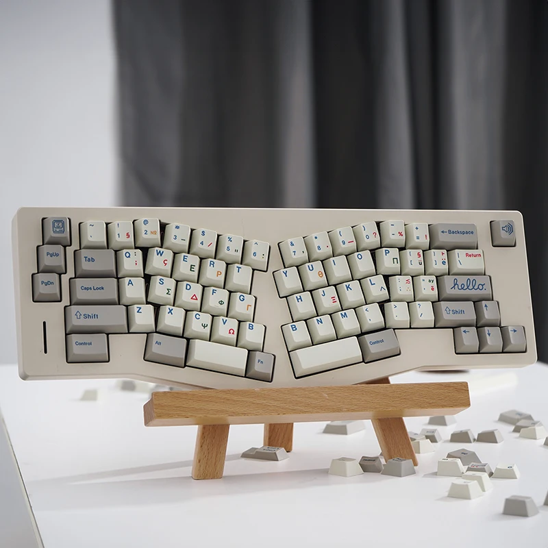 Vintage 9009 Greek/Stripe/Black Large Letter Mechanical Keyboard Keycaps 142 Keys PBT Heat Sublimation Cherry Original Height