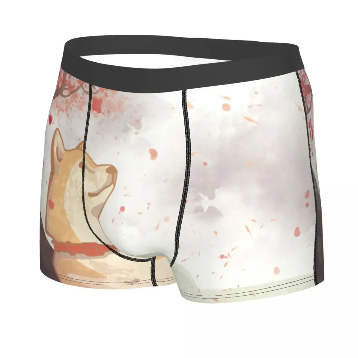 Novelty Shiba Inu Boxers Shorts Underpants Male Comfortable Japanese Dog Cherry Blossom Briefs Underwear