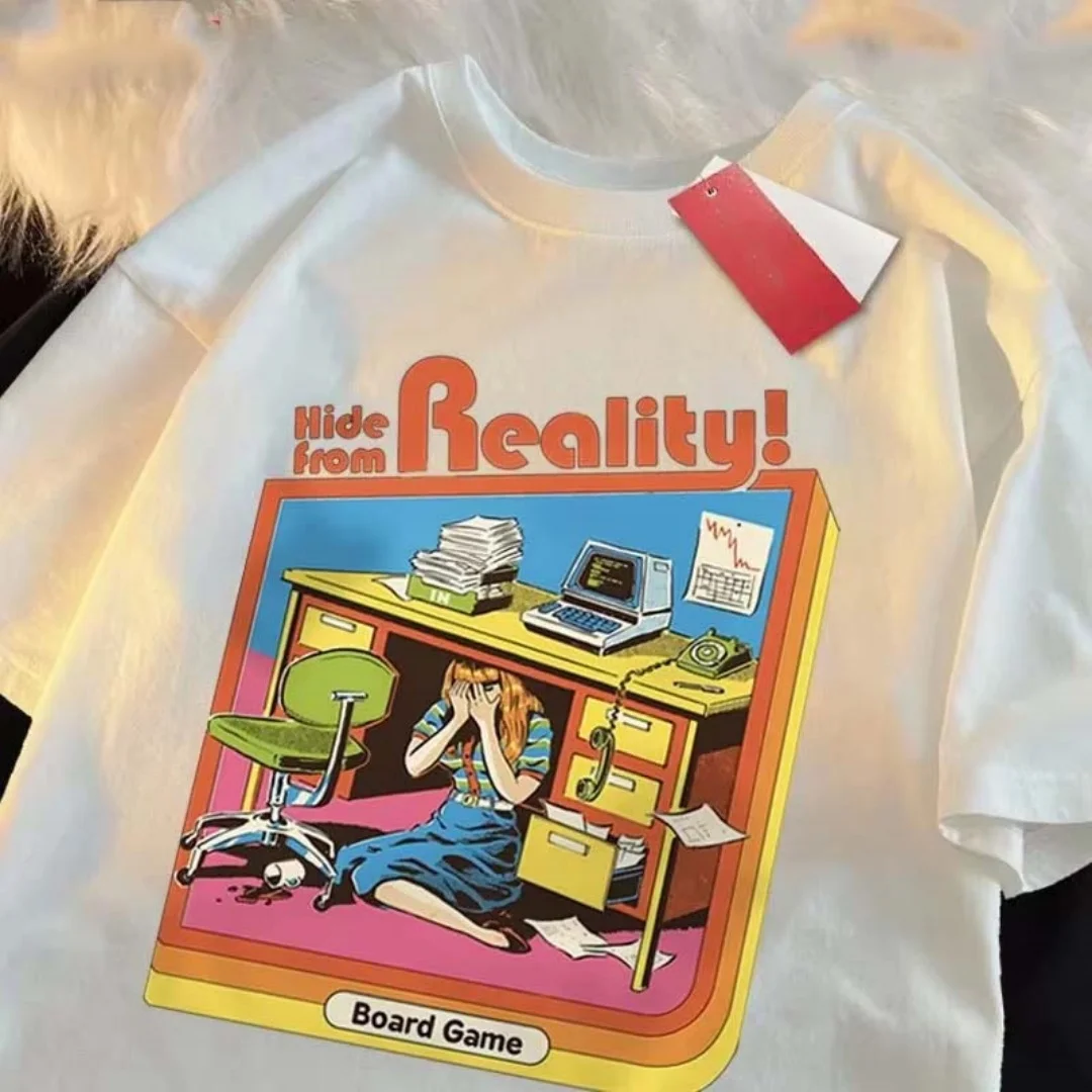 Футболка Hide From Reality с графическим принтом для настольной игры, летняя модная футболка для отдыха, высококачественная мужская и женская футболка из чистого хлопка Y2K