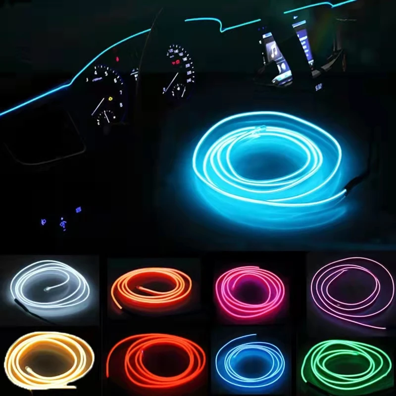 ไฟแอลอีดีติดภายในรถสาย LED นีออนยืดหยุ่นได้ไฟประกอบแสง RGB สำหรับตกแต่งยานยนต์อุปกรณ์ให้แสงสว่าง