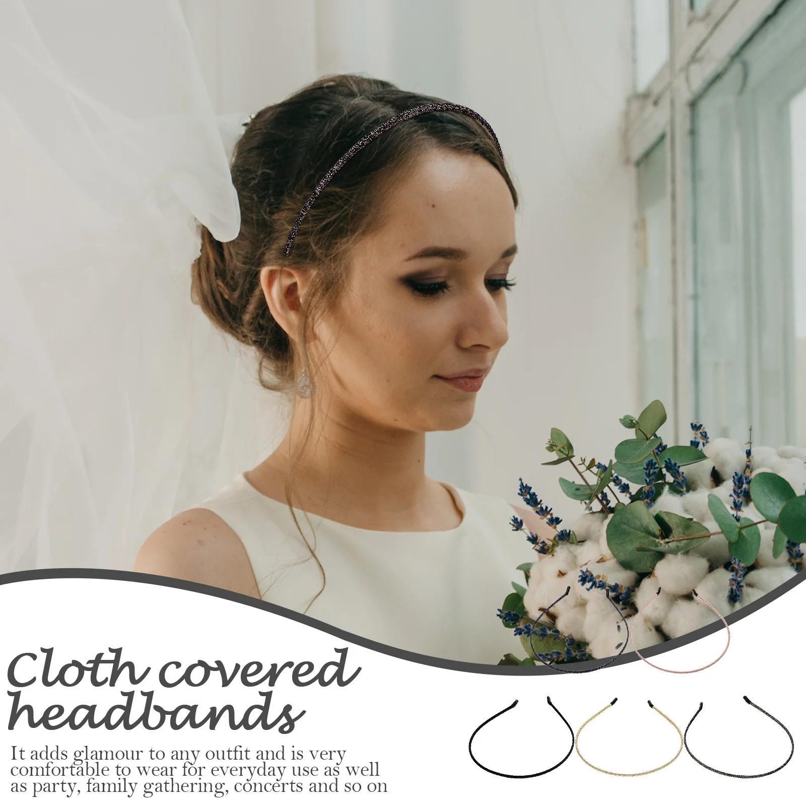 

5Pcs Vintage Thin Cloth Covered Headbands Elegant Hair Clasp for Women Girls Daily Party Hair Accessories Simple Cloth Headbands