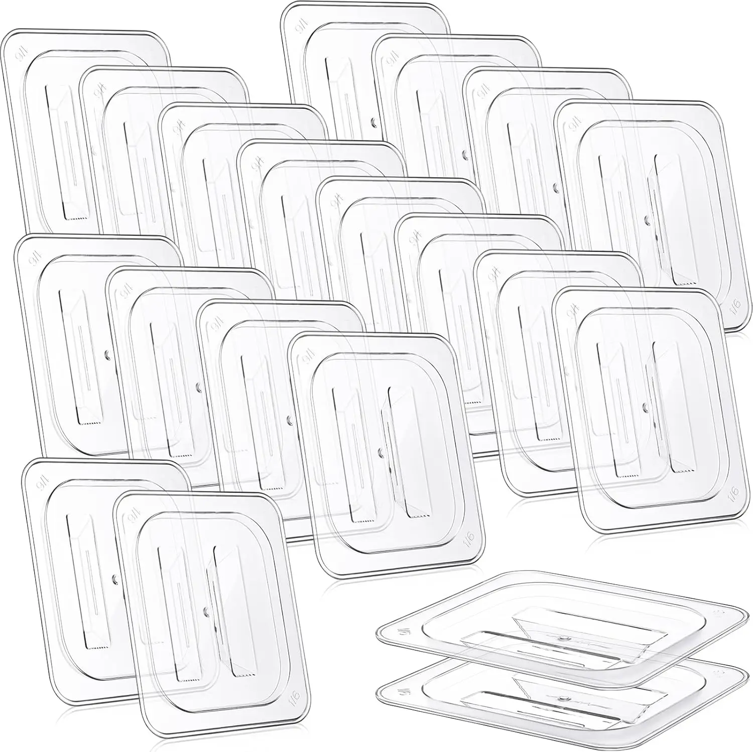 

24 шт. крышки для пищевых контейнеров с ручкой, поликарбонат, размер 1/6, прозрачные крышки для гостиничных и ресторанных контейнеров для коммерческого использования