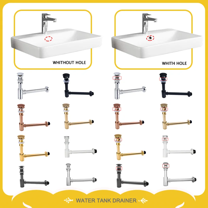 Kit de Latão Bucha de Esgoto para Banheiro Lavatório de Águas Residuais Armadilha de Resíduos Dreno Pop-up Desodorização