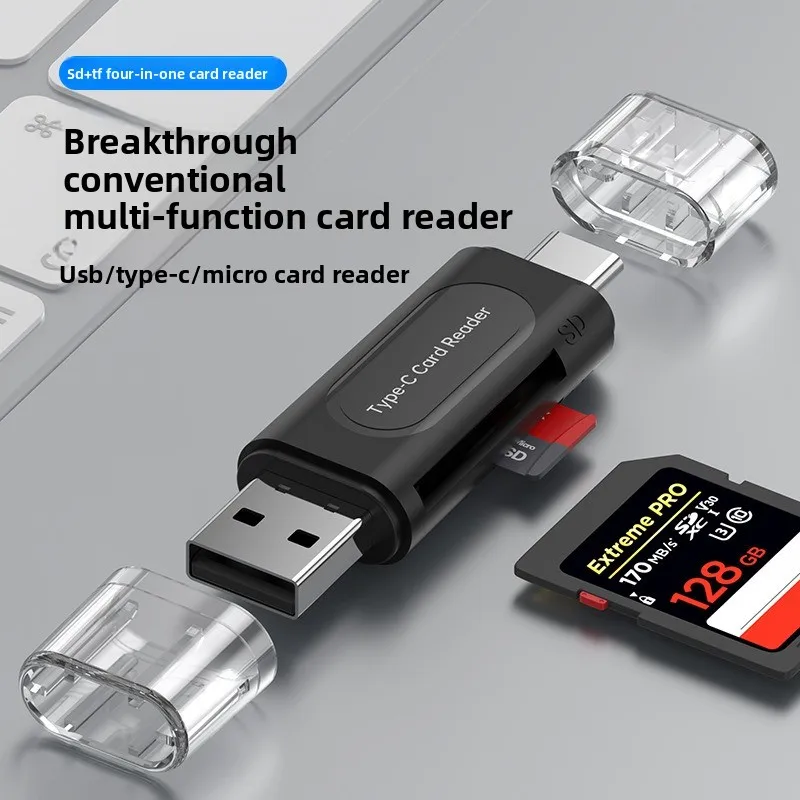 قارئ بطاقات USB 2.0 صغير عالي السرعة 4 في 1 الأكثر مبيعًا، محول OTG للهواتف المحمولة