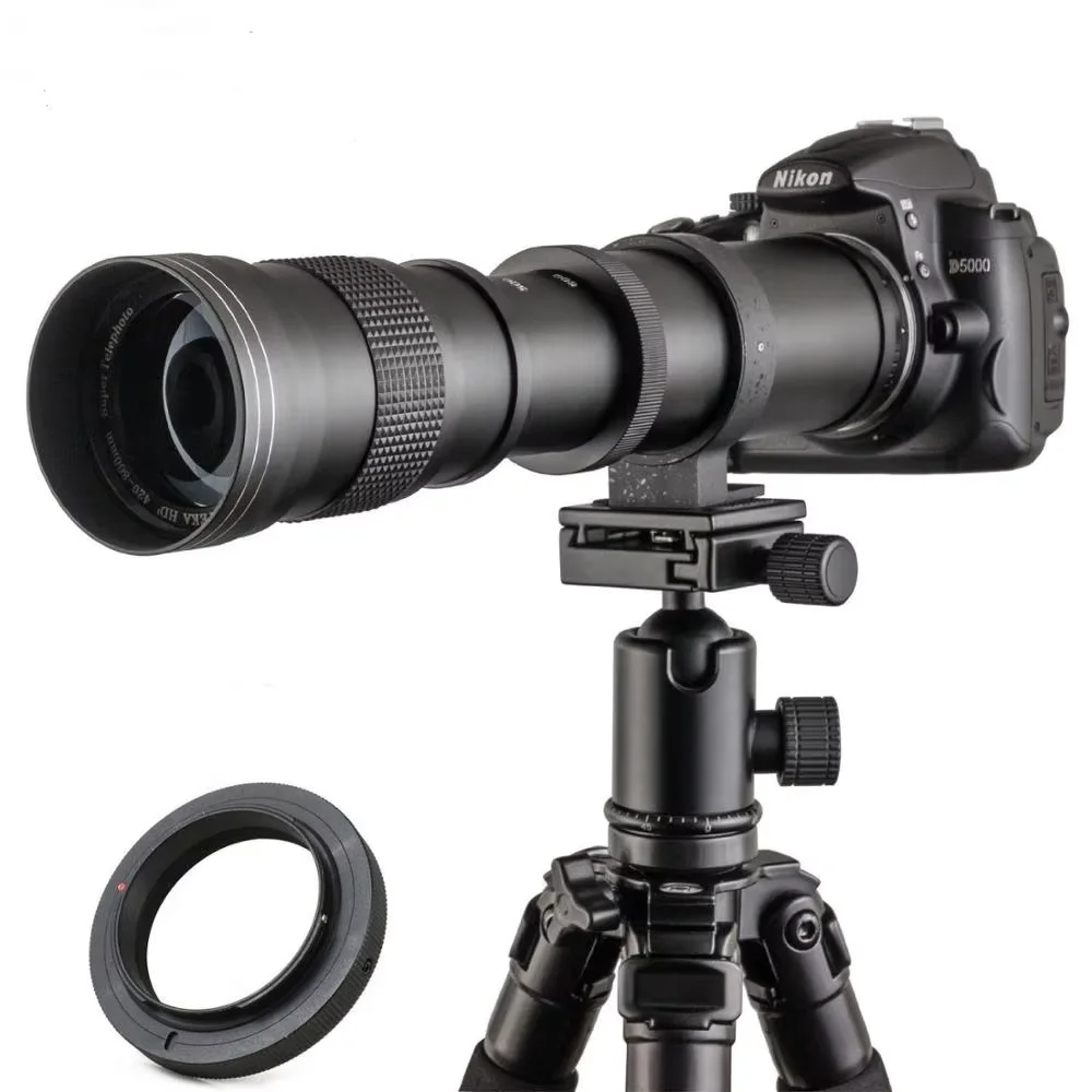 JINTU 420-800mm f/8.3-f16 Telephoto Zoom Lens Manual Focus with T Mount Adapter for Canon Nikon Sony FUJI Olympus Camera Lens