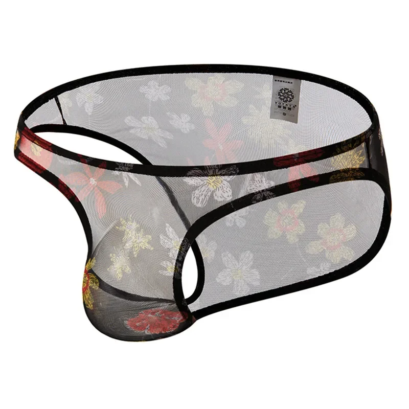 5PCS Sexy Mens Briefs Low Rise Ultra-thin Underwear Lingerie Trunk Transparent Mesh See Through Breathable Underpants Briefs
