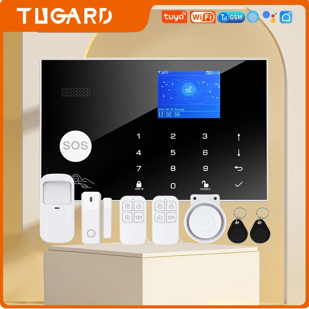 TUGARD Alarm System for Tuya GSM WIFI Wireless Smart Home with Door and Motion Sensor work Alexa Home Aappliance Alarma Hogar