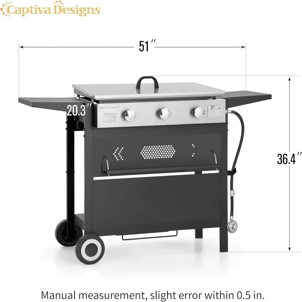 4 Burner Extra Large BBQ Grill, Ceramic Coated Cast Iron Plate, Portable Flat Top Griddle Grill, Outdoor Cooking Grill