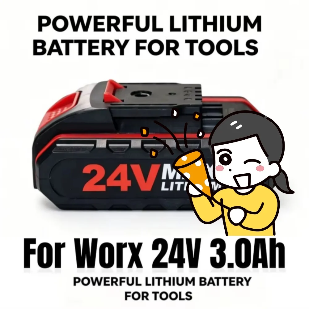 24V 3000mAh Rechargeable Li-ion Battery Air Transport for Worx Electric Tools And Chainsaws with Charger