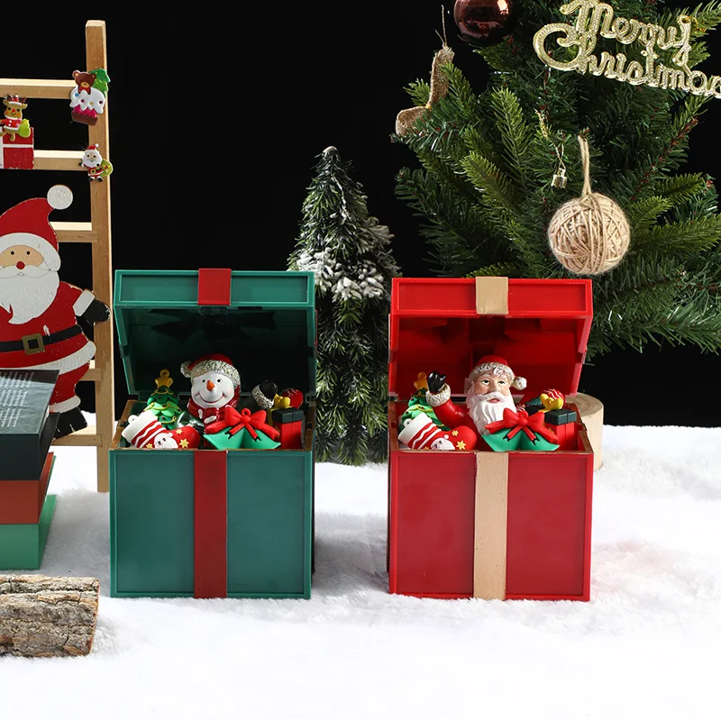 

Red Green Christmas Music Box Luminescent Santa Claus Gift Happy New Year Gift for Kids Festival Event Party Supplies