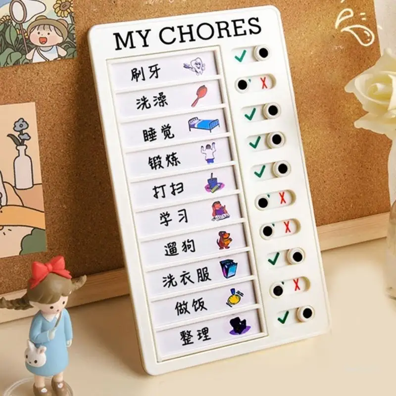 Chore Chart for Kids, Portable Chore Chart Checklist Schedule Board with 60 Cardstock for Routine Schedule Planning