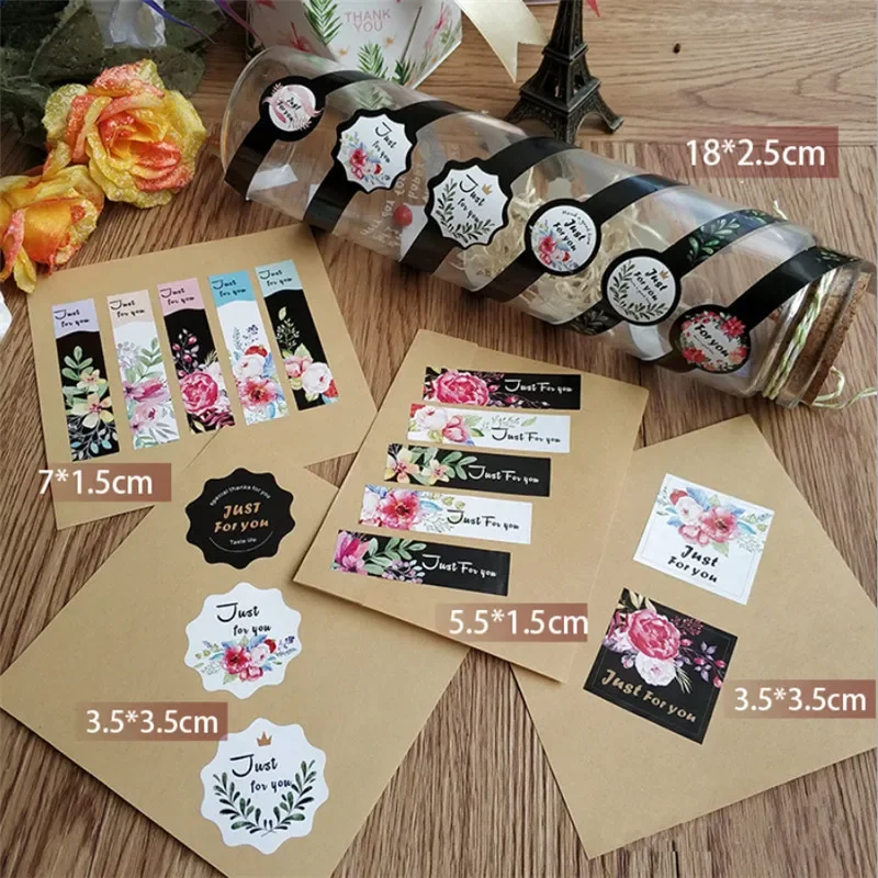 80pcs/pack More Beautiful Square Justforyou Seal Stickers Packaging Label Stationery Sticker And Thankyou Hand Made Stickers