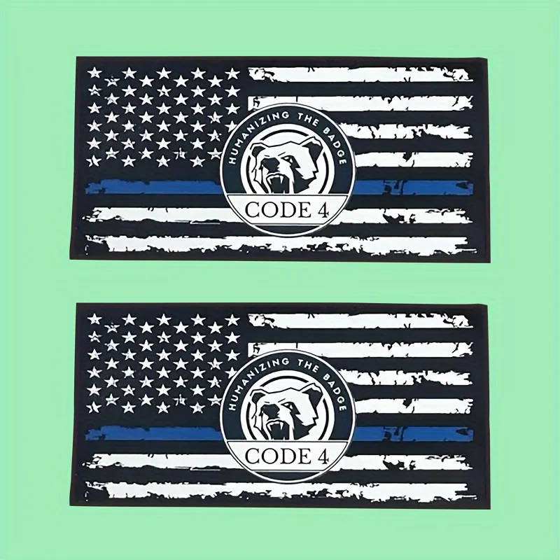 2 uds pegatina de línea azul código 4 y pegatina de línea azul de oso-pegatina de coche de raya patriótica pegatina segura pegatina para ventana trasera