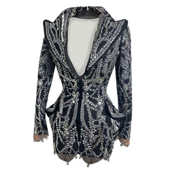 Sparkle Crystal Birthday Outfits for Women Western-style Clothes Prom Costume Nightclub Singer Dance Stage Performance Designer