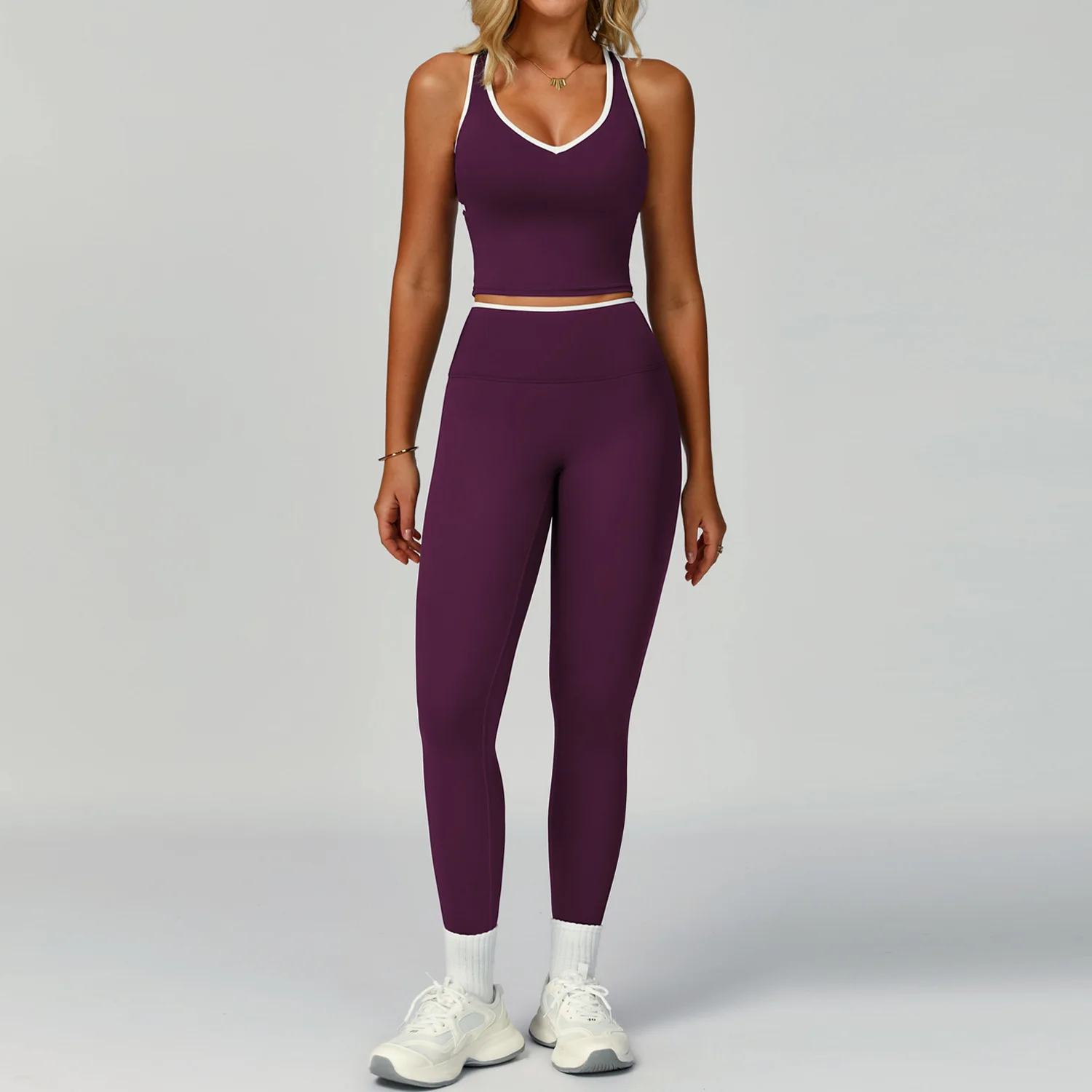 

Yoga Sets 2 Pieces Workout Outfits Gym Tracksuit Fitness Sportswear High Waist Leggings Sports Bra Athletic Wear Women Clothes