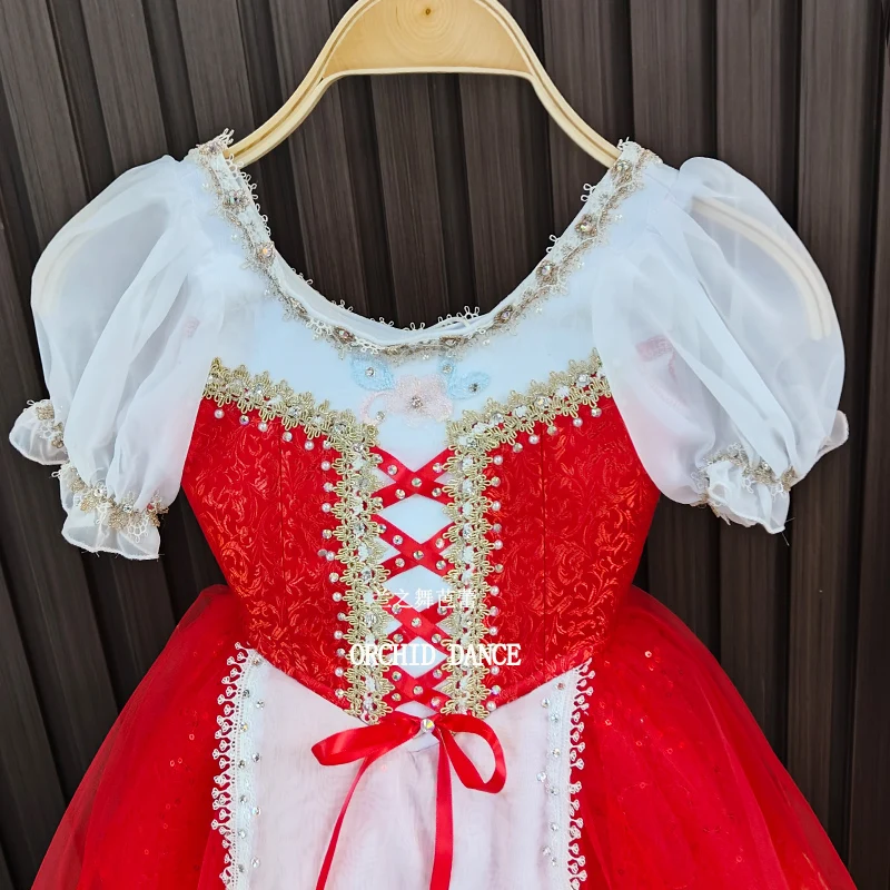 Bt2507035 tamanho personalizado de alta qualidade crianças meninas ballet dança desempenho wear gilsay vermelho longo romântico tutu vestido
