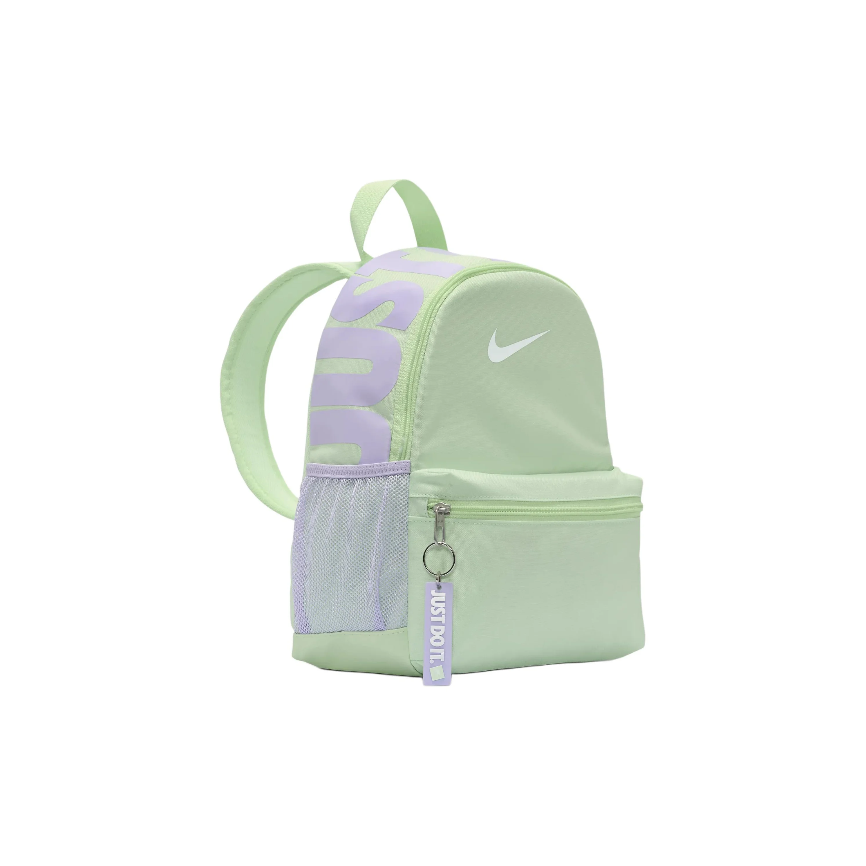Mochila Nike de poliéster mini para mujer, verde vapor y morado claro floral y blanco DR6091376