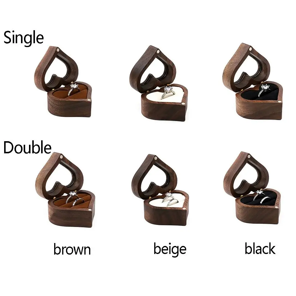 Heart Shape Wooden Gifts Case Jewelry Box Ring Storage Box Display Box Storage Holder
