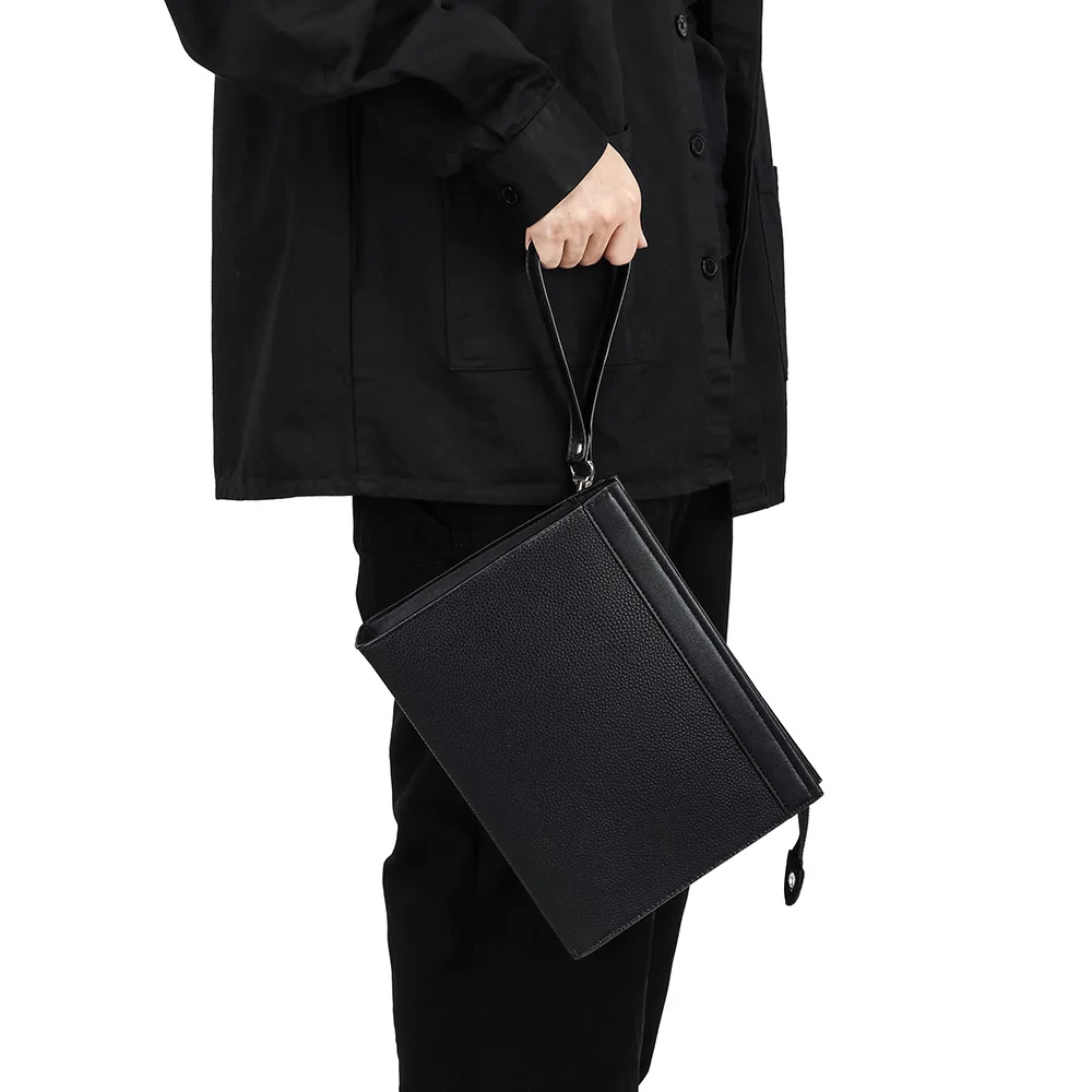 Bolsos de mano de cuero PU negro para hombre, carteras, bolso tipo sobre, bolso de negocios para hombre, bolsos de mano para teléfono, bolsos de diseñador para hombre, bolsos de pulsera