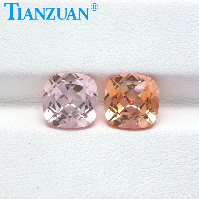 Cushion Shape Lab Grown Sapphire Morganite Color Natual Cut Synthetic Sapphire Visible Inclusion Crack with AGL certificate