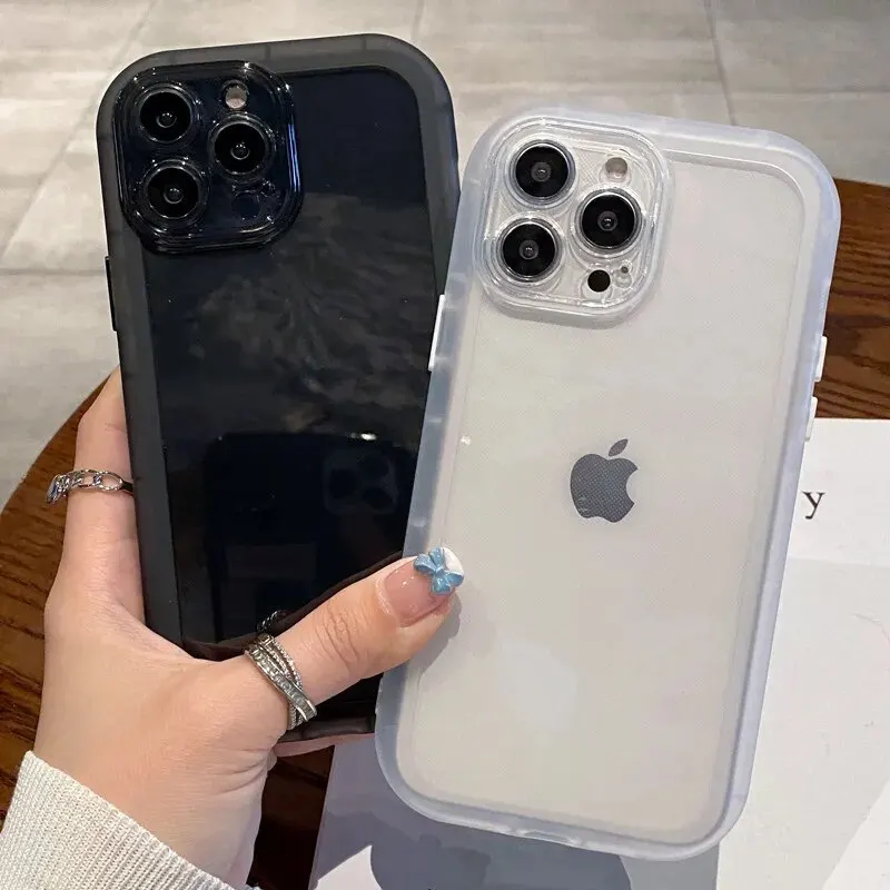 Luksusowe, odporne na wstrząsy silikonowe etui na telefon iPhone 15 14 Plus 13 12 11 15 Pro Max Ochrona aparatu Przezroczysta osłona