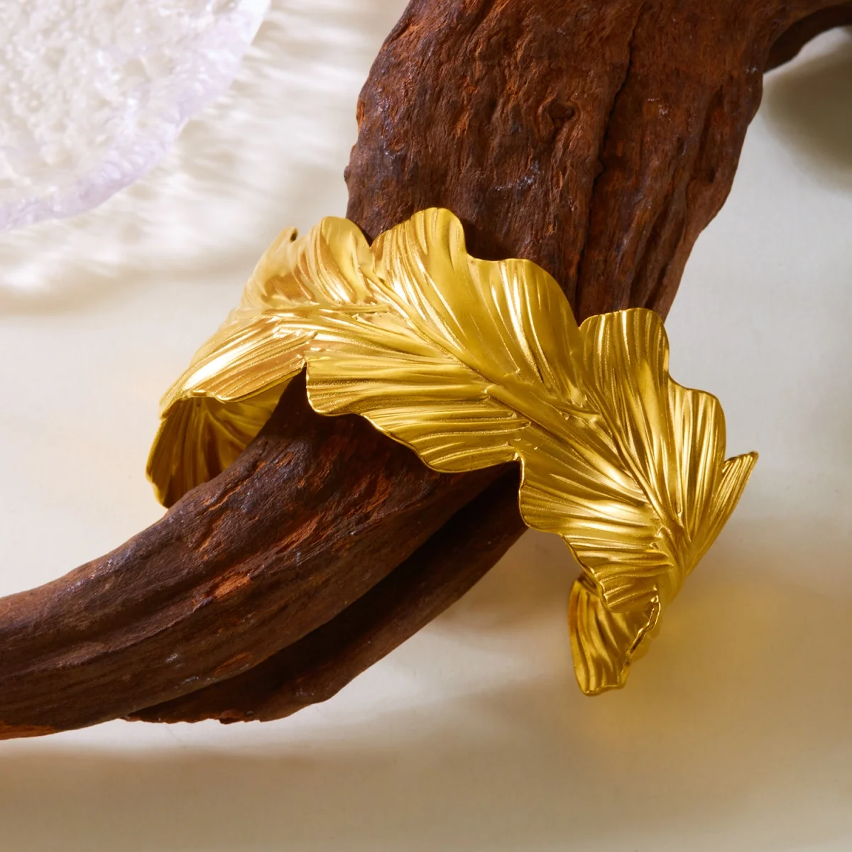 Vintage Edelstahl Breite Blätter Armbänder Für Frauen Männer Übertrieben Gold Farbe Pflanze Baum Blatt Chunky Armreifen Punk Schmuck