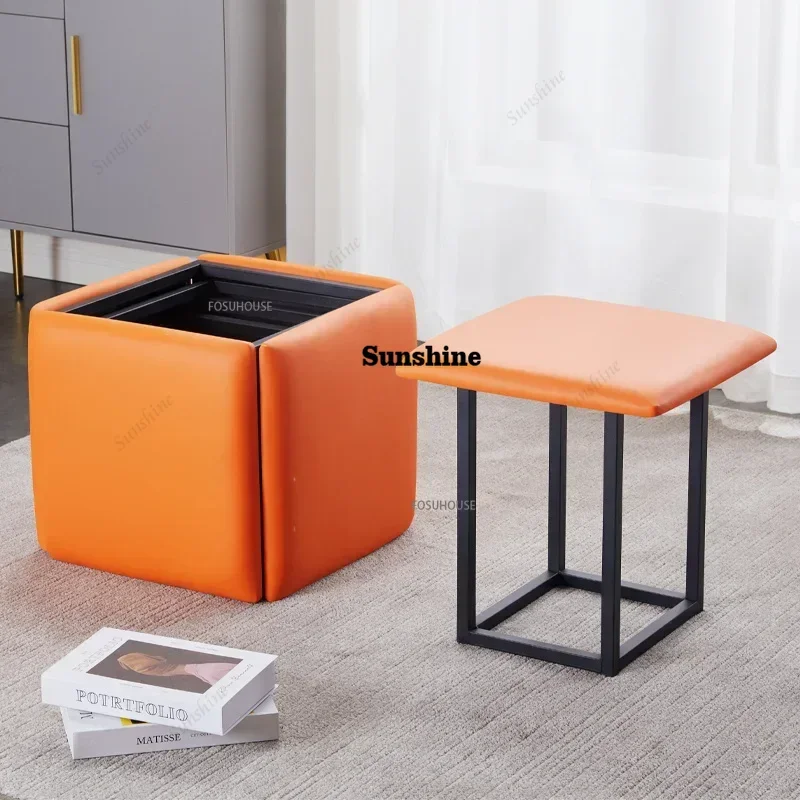 

Modern Furniture Leather Ottomans Living Room Home 5 In 1 Multifunctional Sofa Stool Storage Folding Space Saving Footstool e d