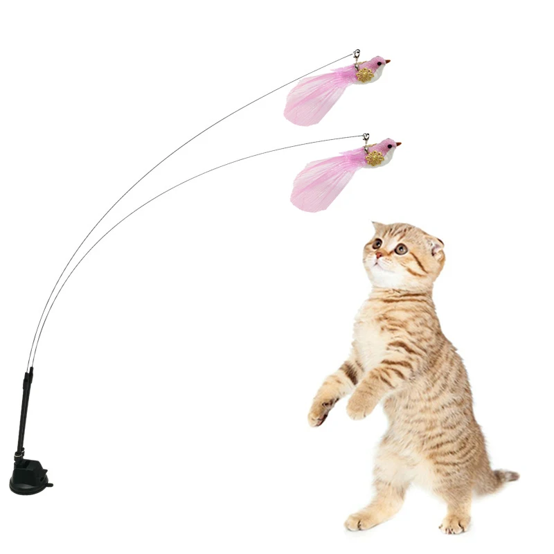 Cat Feather Toy Accessories Simulation Bird Mouse Cat Toy with Bell Interactive Kitten Toys for Cats Refill Replacement Products