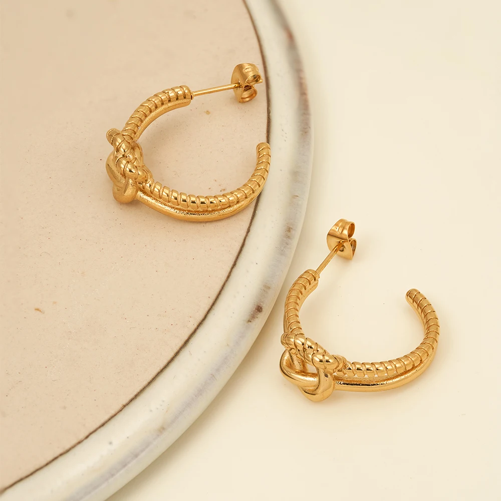

ENFASHION Aretes De Mujer C Shape Thorns Stud Earrings For Women Fashion Stainless steel Gold Color Jewelry Daily Office 241531