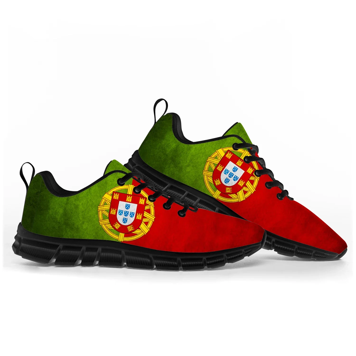 Zapatos deportivos con bandera de Portugal para hombres, mujeres, adolescentes, niños, zapatillas casuales, zapatos de pareja personalizados de alta calidad