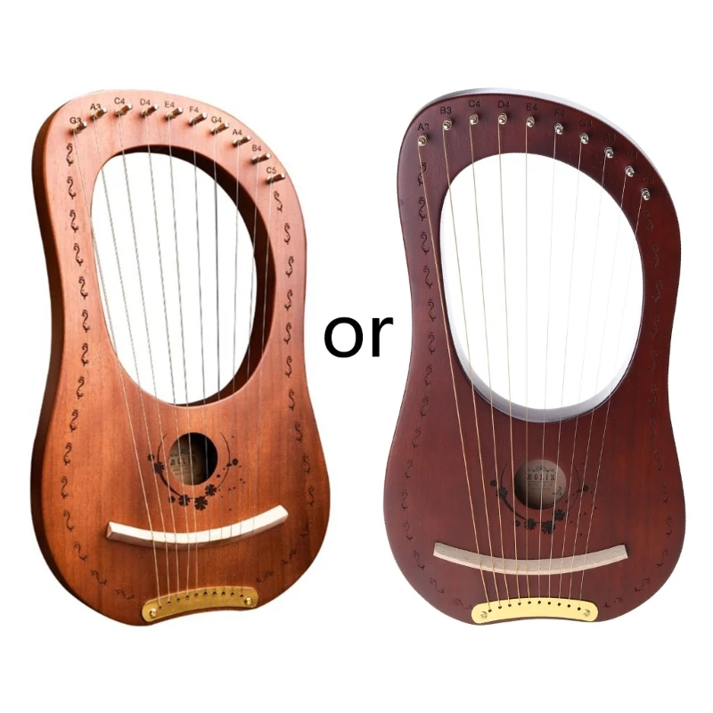 Solid Compact Harp 10 String Small Practice Harp Music Maker Toy Sound Entertainment Gifts for Kids Adults DropShipping