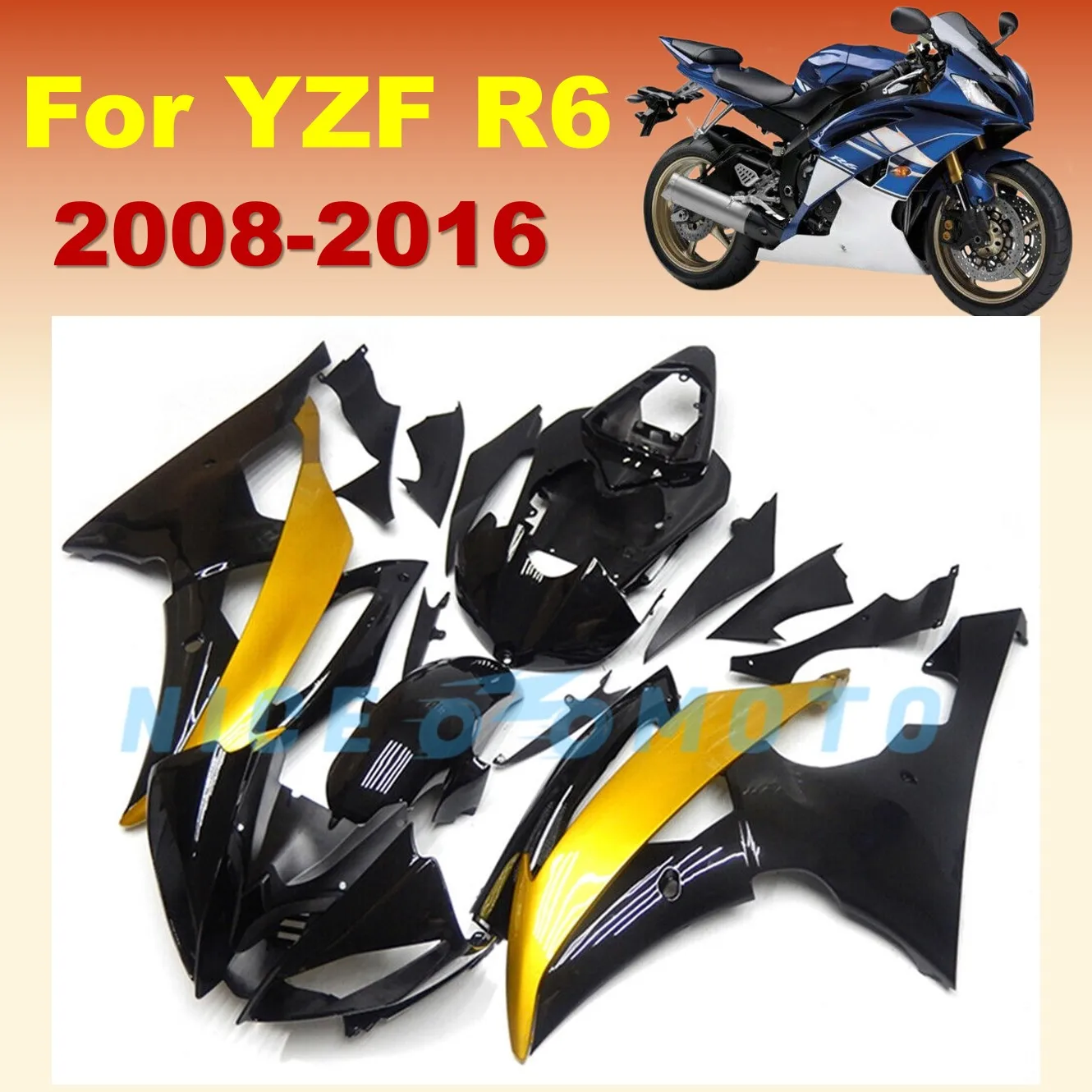 

Motorcycle ZXMT Fairing Kit for 2008-2016 YAMAHA YZFR6 Fairing YZF-R6 09 10 11 12 13 14 15 ABS Plastic Body Orange Black
