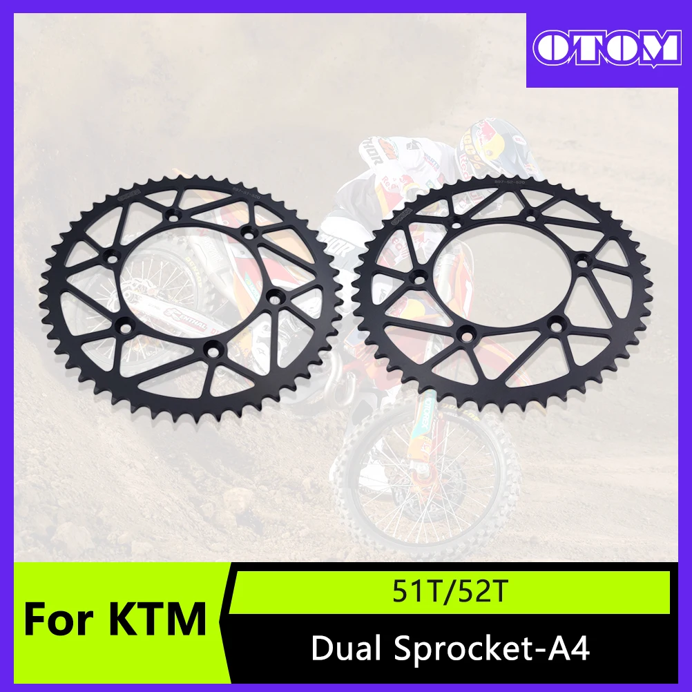 

OTOM Motorcycle Rear Sprocket 520 Chain 51T 52T Carbon Steel Back Sprocket Cog For KTM HUSQVARNA GASGAS SXF EXC XCW SMR TC FC TE