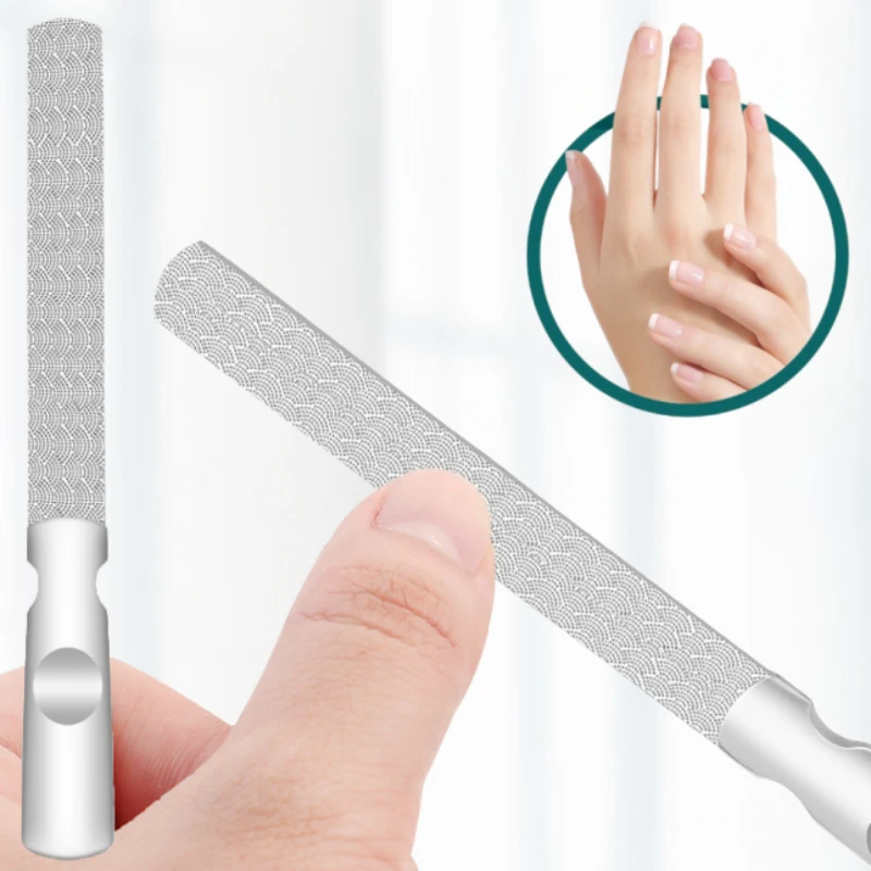 2 pçs de alta qualidade de aço inoxidável dupla face arquivos de unhas manicure pedicure aliciamento para profissional dedo do pé ferramentas de cuidados com as unhas