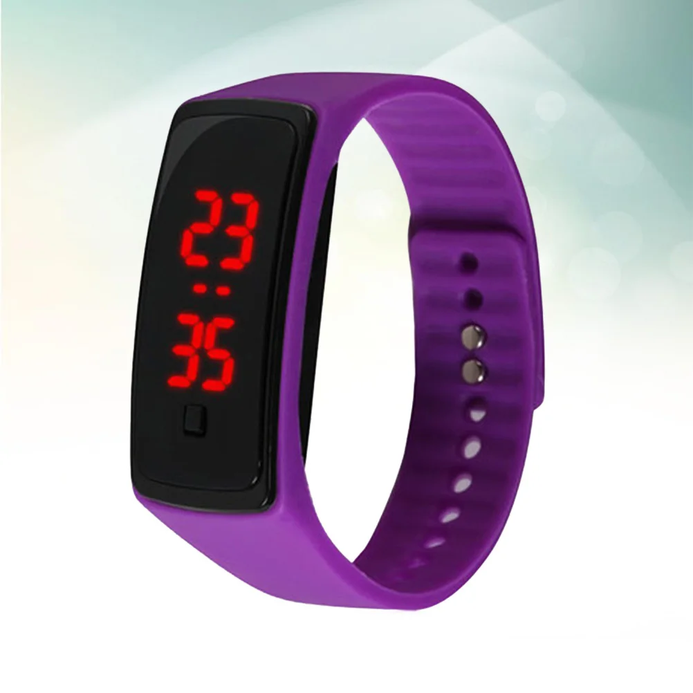 

Fashion Outdoor Wrist Watch Purple LED Digital Student Silicone Band Adjustable Running Silicone Band Unisex Clear