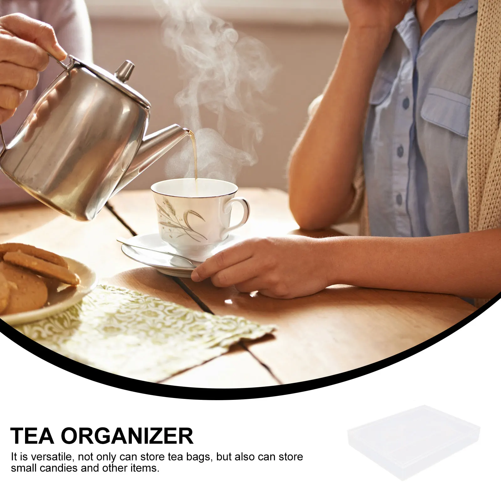 

Transparent Tea Bag Organizer Box With Divided Compartments Household Storage Box For Tea Bags Coffee Capsules Snacks Home