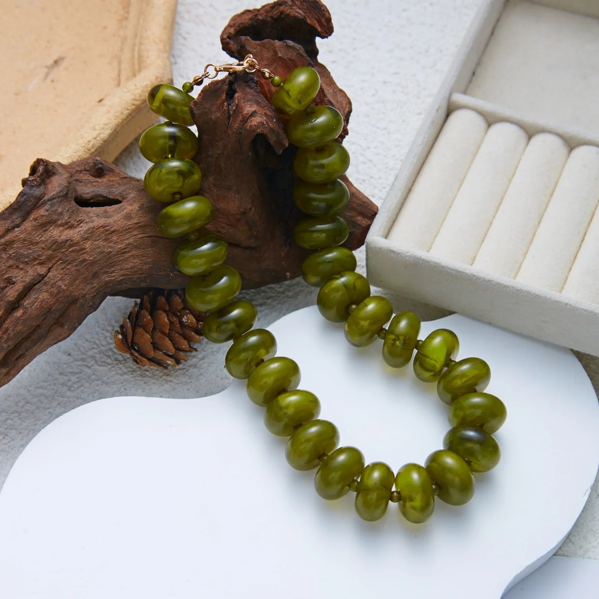 Dopamine Bunte flache, runde Acryl-Perlenkette für Damen und Herren, trendige, einfache geometrische Harzperlen, stapelbarer Choker-Schmuck – Detail 27