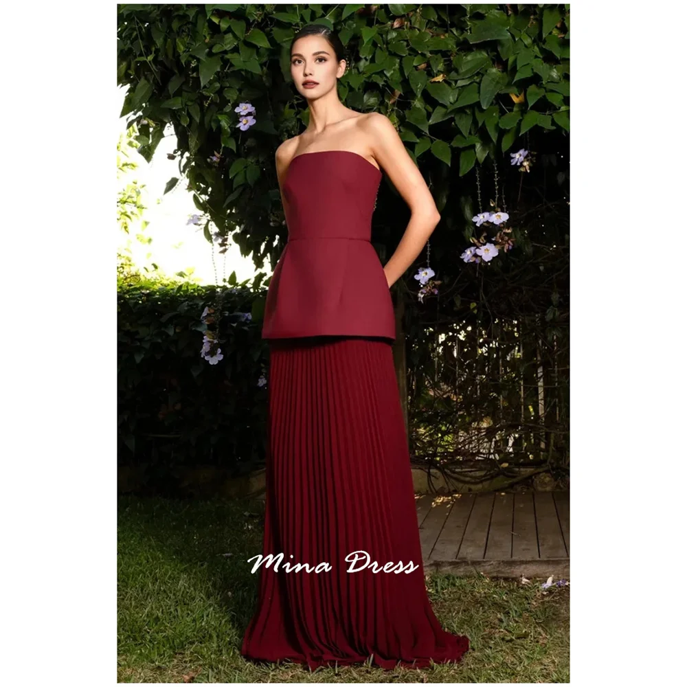 

Mina Double Color Evening Dress Luxury Elegant Party Dresses Woman Sleeveless Pleated Back Customized Dresses for Special Events