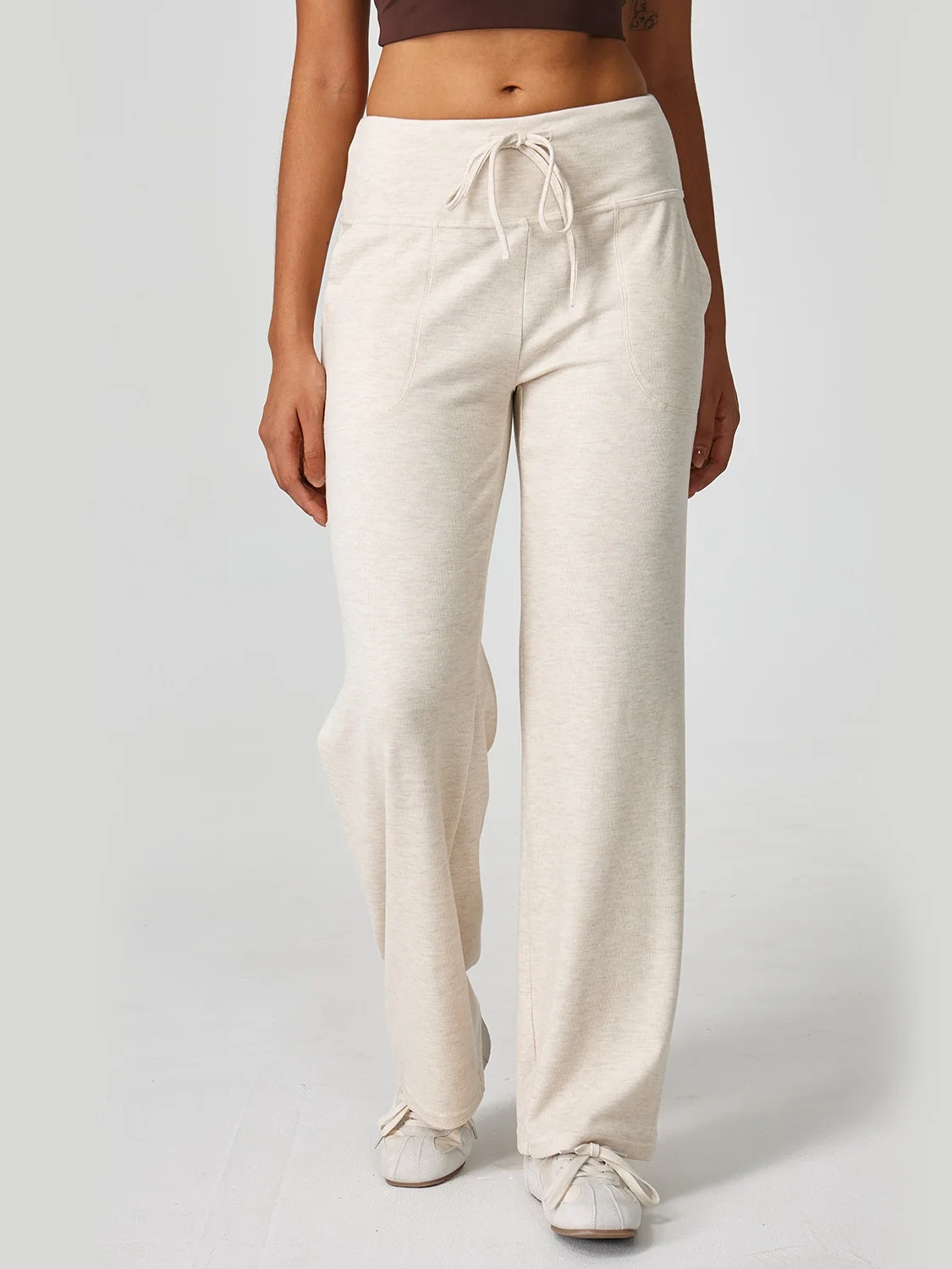 กางเกงกีฬาลำลองทรงหลวมสำหรับผู้หญิง เอวสูง ผ้าอื่นๆ 00% คอลเลคชั่นฤดูร้อน ผลิตในจีน