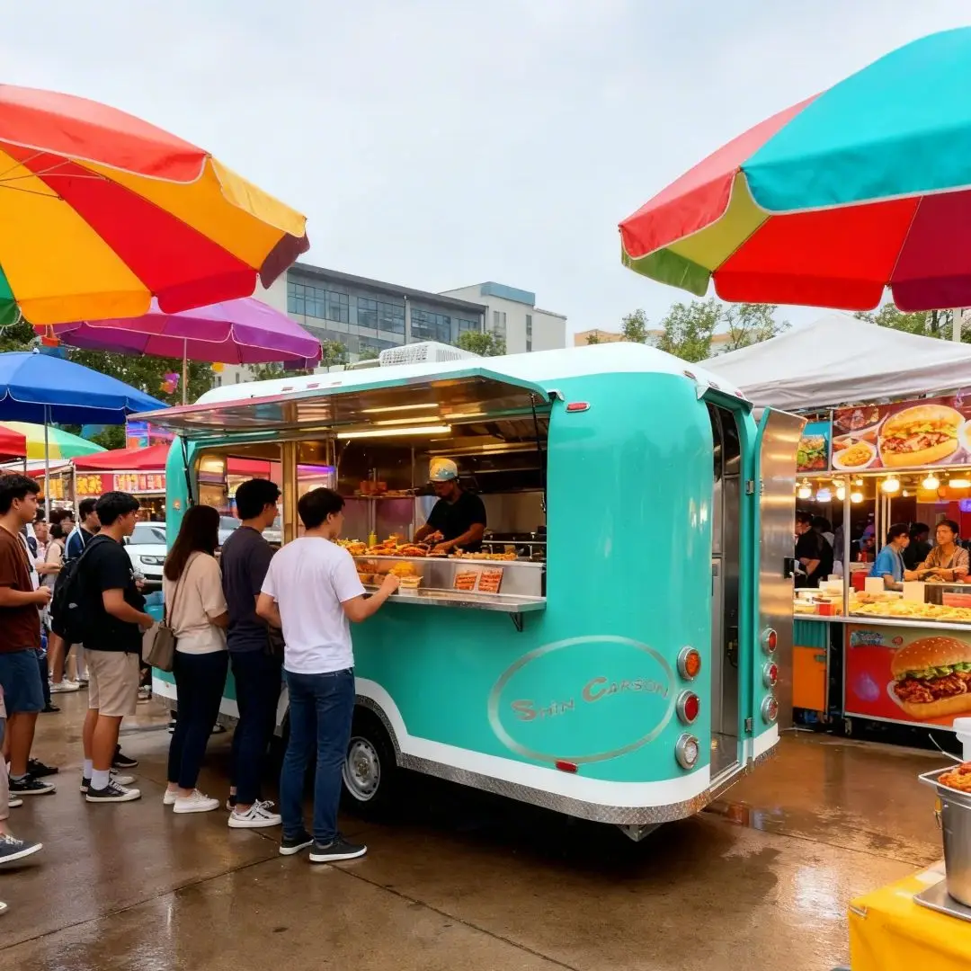 

Affordable Fully Equipped Food Truck Mobile Kitchen for Catering Taco Trailers Pizza Coffee Cart Ice Cream BBQ Vans Food Service