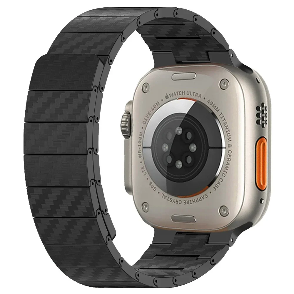 Fascia magnetica in fibra di carbonio per Apple Watch Ultra/2 49mm Bracciale comodo iWatch 10 42mm 46mm 9 8 7 45mm 41mm 6 5 4 SE correa