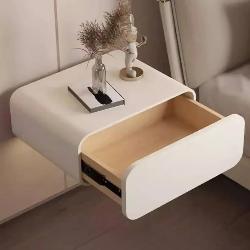 غرفة نوم خشبية معلقة بأدراج طاولة بجانب السرير، طاولة منضدة عائمة مريحة، أثاث منزلي فاخر بمساحات صغيرة #3