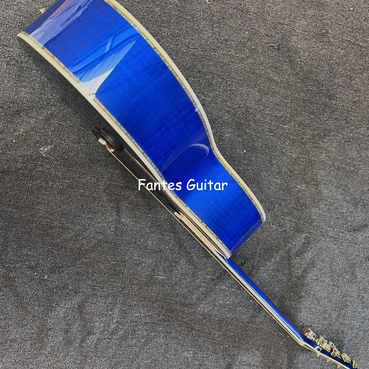 Custom 43 Inch Solid Flamed Maple Back Side Folk Classic Acoustic Guitar in Blue