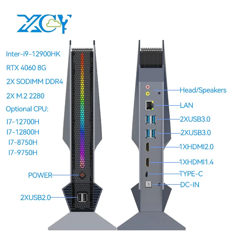 

Игровой мини-ПК XCY с поддержкой Inter i9-12900HK RTX4060 8G Компактный компьютер 2xDDR4 2xM.2 2280 с готовой к 6xUSB 2xHDMI WIN10