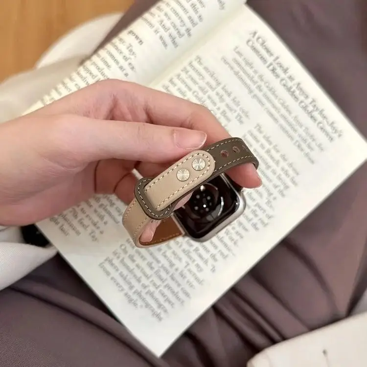 leather patchwork watch band accessory for watch straps for  watch series 7 44 45 49 42 46 S10 S11 ultra intage watch belt