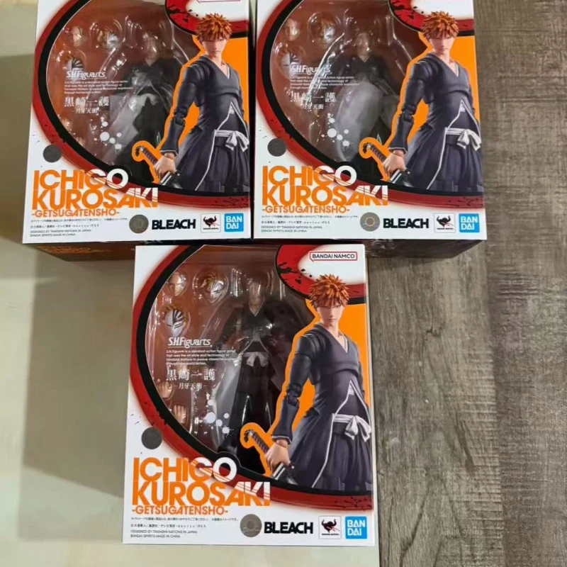

Caja Original Bandai SHF BLEACH ICHIGO KUROSAKI Getsuga Tensho figura kit de modelo terminado Anime juguetes de acción completos