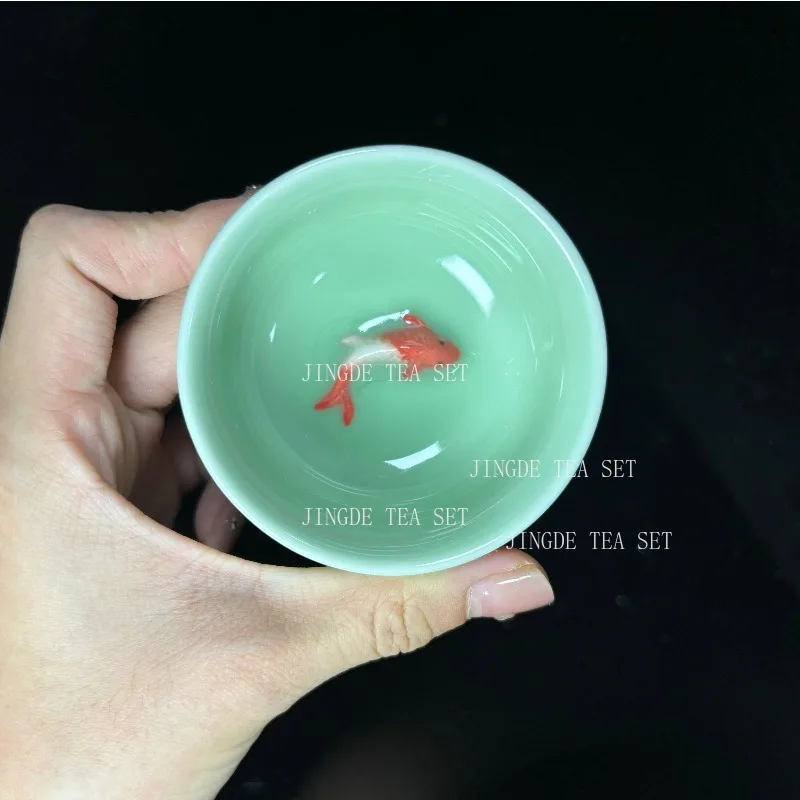 New Style Celadon Fish Tea Set Set Teapot Tea Cup Travel Convenience Tea Set Office Household Drinking Utensils WSHYUFEI