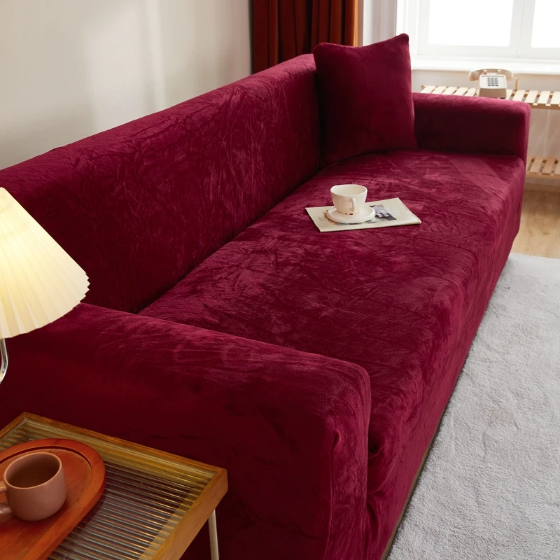 

Elastic Stretch Velvet Fabric Sofa Cover Sofa Cover Protector 3 Seater European-style Thickened Couch Covers for Autumn/Winter
